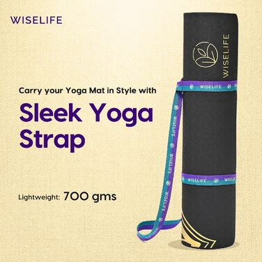 Друкований йога-мат Wiselife, нековзкий, екологічний, для фітнесу та пілатесу