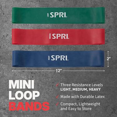Набір гумових петель для фітнесу SPRI Mini-Loop Bands (3 шт) - легкі, середні, важкі. Для тренування ніг, сідниць та м'язів.