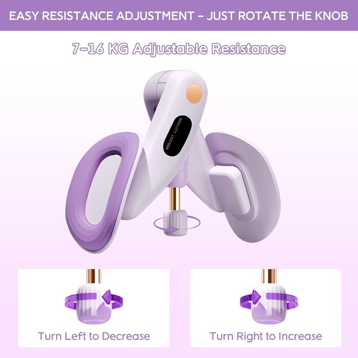 Тренування тазового дна для жінок: пристрій для зміцнення м'язів, 360° обертання, регулювання ваги 7-16 кг, фітнес для дому, зелений без лічильника (фіолетовий без лічильника)
