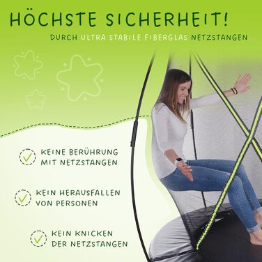 Кінь-стрибун KINETIC SPORTS Ultimate Pro Ø 244/305/366/427 см – сертифікат TÜV Rheinland GS, з драбиною, скловолоконна сітка, для саду, дизайн 