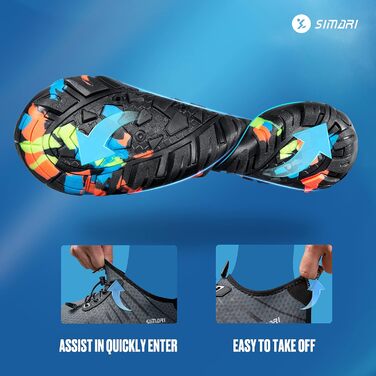 Водні черевики SIMARI WP001 для жінок та чоловіків, швидковисихаючі, для плавання, дайвінгу, серфінгу, йоги та відпочинку на природі. Розміри: 42 EU (216 Lila, 209 Gray Stripe)