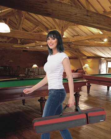 Чохол для більярдної ку́ли, 4x5, для 4 баттів та 5 штиків, м'яко стьобаний, з регульованим плечовим ременем (Червоний/Чорний)