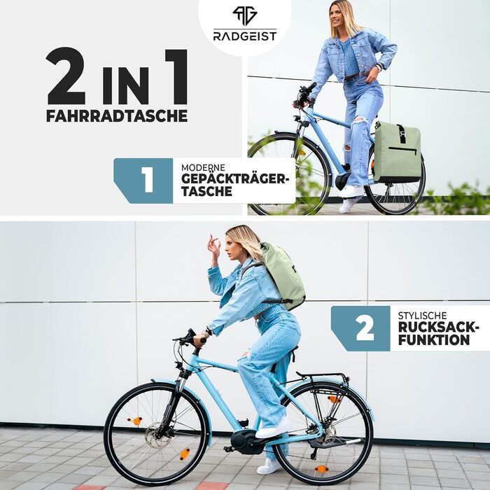 Велосумка RADGEIST 20 л для багажника, рюкзак, сіра, для жінок і чоловіків
