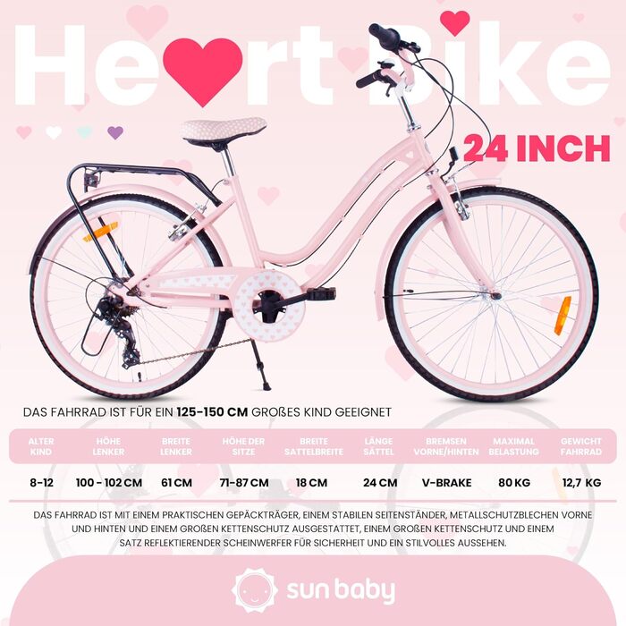 Дівчача дитяча велосипед Sun Baby 20 дюймів, 6 швидкостей Shimano, біло-золотий, для дітей 6-10 років