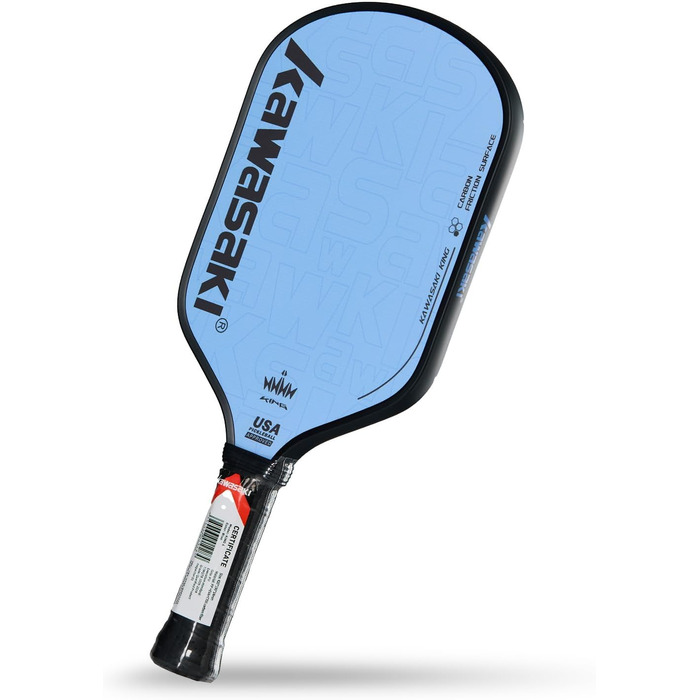 Рікетбол ракетка Kawasaki T700 з карбоновою поверхнею 14 мм, серцем з PP Honeycomb (CFS), схвалена USAPA, для змагань, з чохлом та обмотувальними стрічками (серія King 6) (фіолетова)