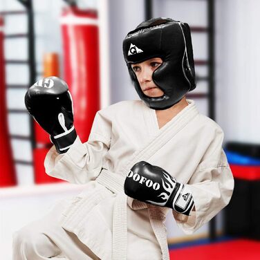 Захисний шолом для боксу та MMA (шкірозамінник PU), для дітей та дорослих, для кікбоксингу, муай-тай, карате та тхеквондо, L, чорний