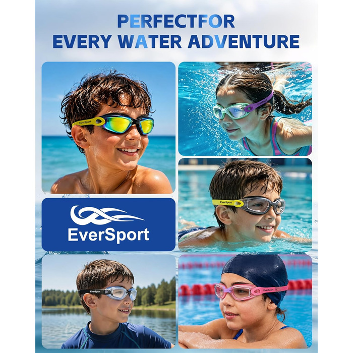 Дитячі плавальні окуляри Kinder-Schwimmbrille (2 шт.) – прозорі, антифог, анти-UV, водонепроникні, з навушниками та фіксатором для носа, для дітей 5-15 років