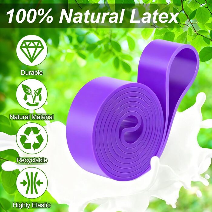 Фітнес гумки WuGU, набір з 4 рівнями опору, еластичні гумки для фітнесу, силових тренувань, йоги та пілатесу (фіолетовий, чорний, червоний, жовтий)