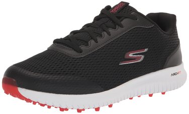 Чоловічі гольф-туфлі Skechers Elite 5 Range Relaxed Fit, водонепроникні, без шипів (40 EU, чорний/червоний)
