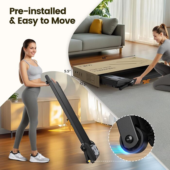 Walking Pad: Тиха бігова доріжка 3-в-1 з регулюванням нахилу до 12%, швидкість до 6 км/год, вантажопідйомність 120 кг, LED-дисплей та пульт керування. Ідеально для дому та офісу (Чорний)