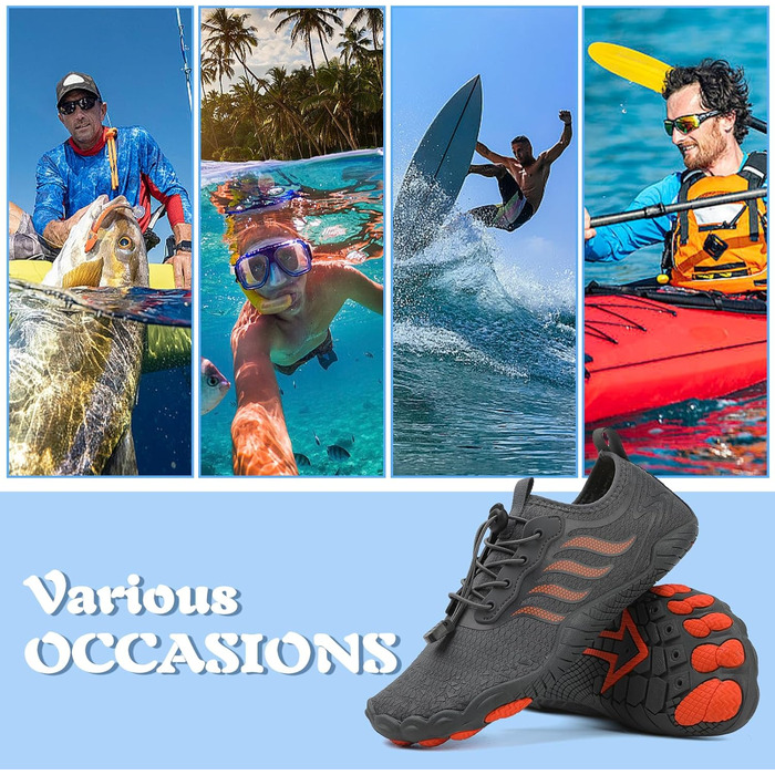 Чоловічі та жіночі аквашузи Hanani для плавання та серфінгу, швидко сохнуть, сірі, 43 EU