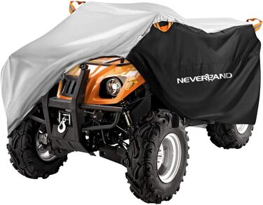 Водонепроникний чохол на квадроцикл NEVERLAND ATV (XXXL, 210x120x115 см) з тканини 300D Oxford, захисний покрив від дощу, пилу та UV-променів, чорно-сріблястий
