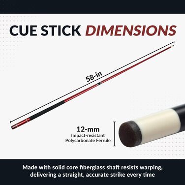 Чергова палиця Hathaway Conquest Queue з фібергласу, 147 см, червона