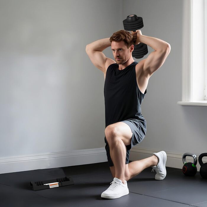 Регульовані гантелі SPORTNOW 3.5-20 кг / 7-24 кг з підставкою, неслизькі ручки, комплект гантелей з пластику для дому та фітнес-залу (24 кг)