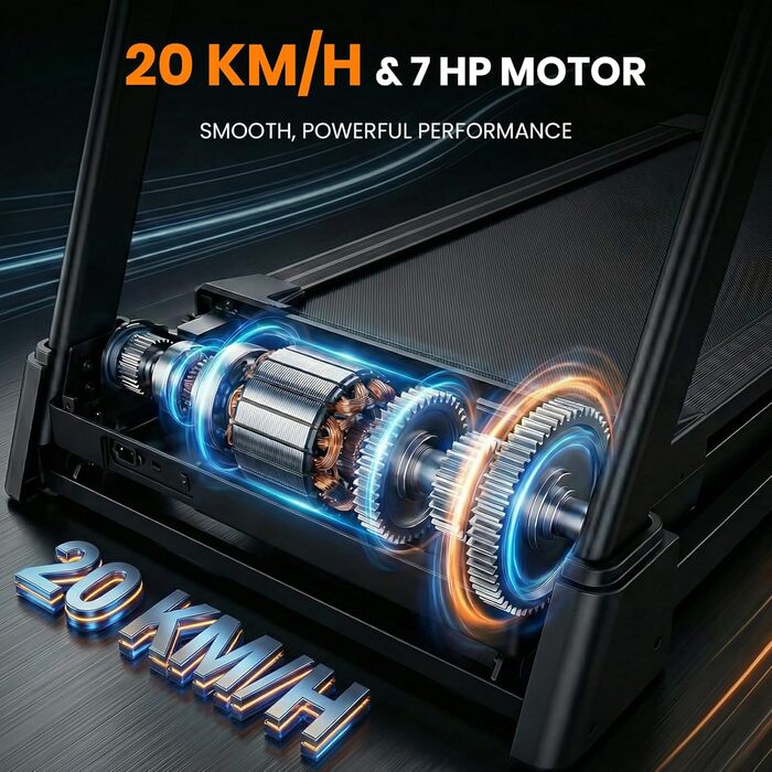 Бігова доріжка Aeriflo T500 Pro для дому: електрична, з нахилом 20%, швидкості до 20 км/год, ширина 51 см, складна, з App та бездротовою зарядкою, до 150 кг