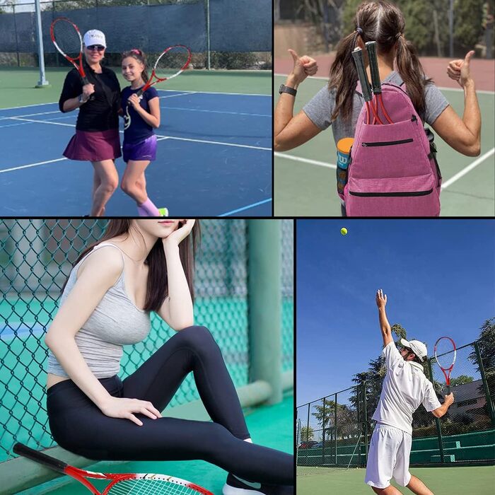 Тенісний набір для 2 гравців, для початківців, попередньо натягнутий, 68 см, легкий набір для жінок та чоловіків, з тенісними м'ячами, overgrip та сумкою Red-T216