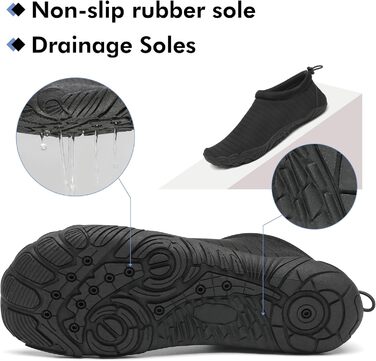 Чоловічі та жіночі аквашузи Mishansha для плавання та відпочинку на пляжі, чорні (42 EU)