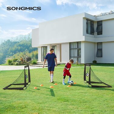 Дитячі футбольні ворота SONGMICS, 2 шт, переносні, складані, для саду, парку, пляжу, зі скловолокна, чорні