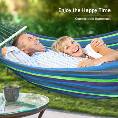 Гамак для відпочинку на відкритому повітрі: кемпінг, балкон, сад. З дерев'яною перекладиною та сумкою. Зелений колір