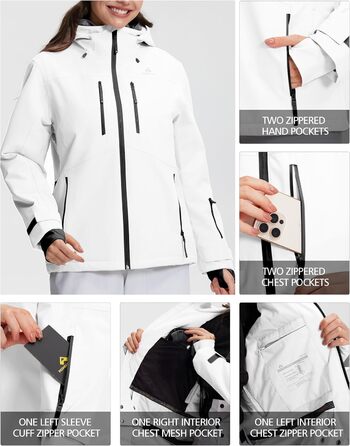 Жіноча куртка Pioneer Camp для сноуборду та гірськолижного спорту, водонепроникна, вітрозахисна, тепла, зимова, біла, розмір S