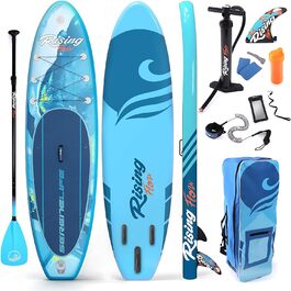 Надувна SUP-дошка SereneLife Blue Wave з аксесуарами – комплект для дітей і дорослих, антиковзке покриття, насос, весло, сумка для перенесення