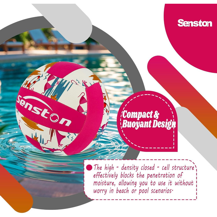 Волейбольний м'яч Senston для пляжу та саду - вологостійкий, м'який доторк, рожевий
