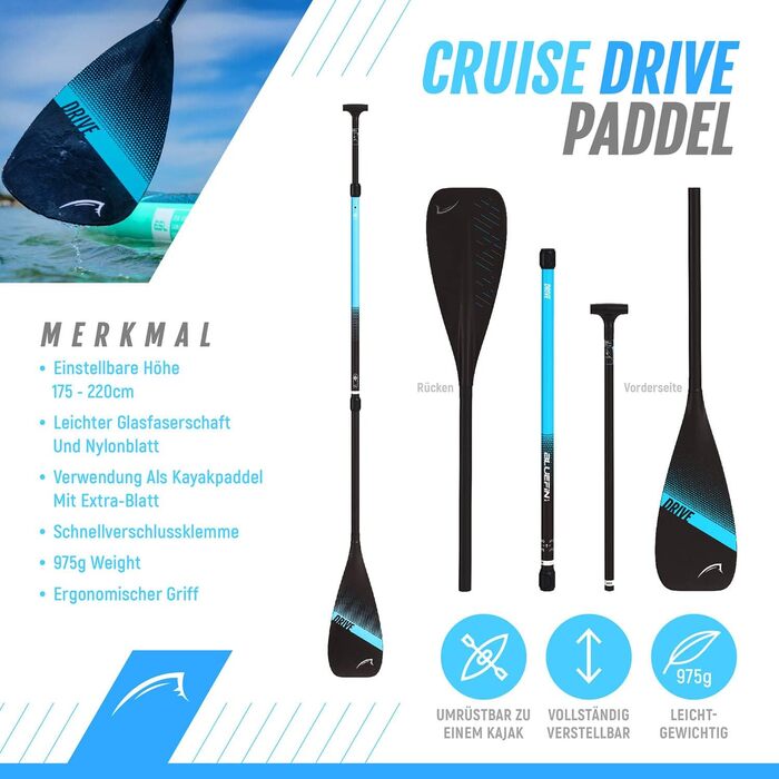 Надувна SUP-дошка Bluefin Cruise 6'' з веслом із фібраскла, сидінням-каяк та повним комплектом аксесуарів