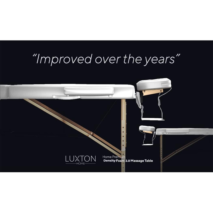 Масажний стіл Luxton Home Premium Foam – портативний, складний, з регулюванням висоти, 183x68 см. Ідеально для дому, салону, тату-майстерні. З аксесуарами та сумкою. Білий.