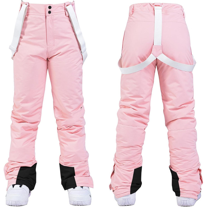 WOWULOVELY Жіночий зимовий костюм для катання на лижах, водовідштовхуючий, вітрозахисний, комплект куртки та штанів, ізольований сноубордний костюм, білий (XL, рожевий)