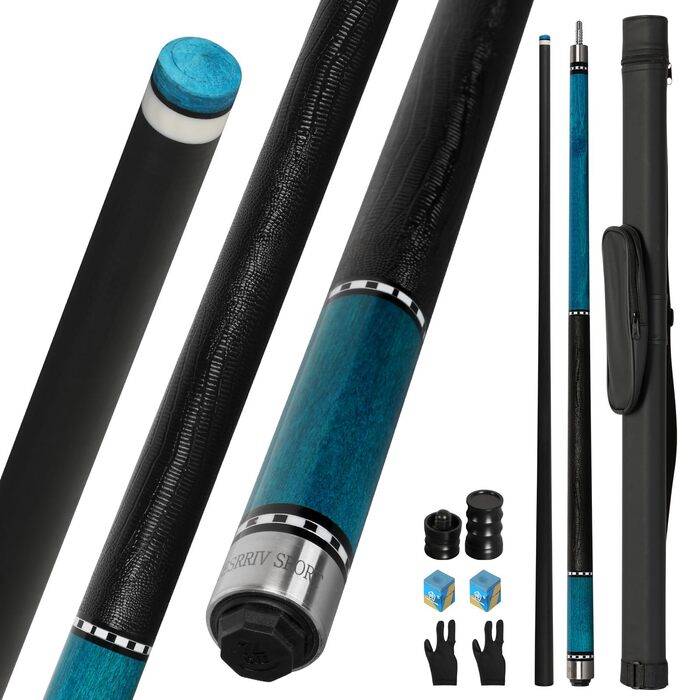 Кю Carbon Fiber CQ-BLUE-20: Професійний кий для більярду з карбону, 13мм шкіряний наконечник, кейс, захисти та крейда