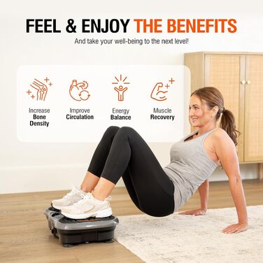 Віброплатформа для схуднення та фітнесу Whole Body Workout: вібраційна машина з Bluetooth-динаміком, пультом та еспандерами для лімфодренажу та тонусу тіла