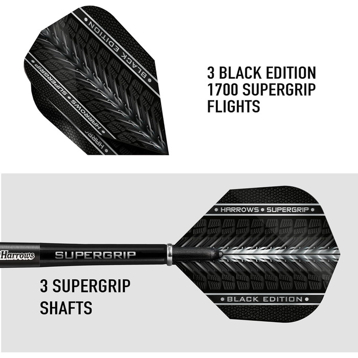 Дарти Harrows Supergrip Black Edition 23г (90% вольфрам, комплект)