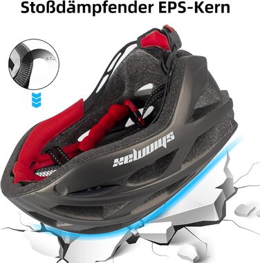 Велошолом Shinmax з візором і світлом, для чоловіків та жінок, магнітні захисні окуляри, регульований, вентиляція, MTB, розмір L (57-62 см), титан