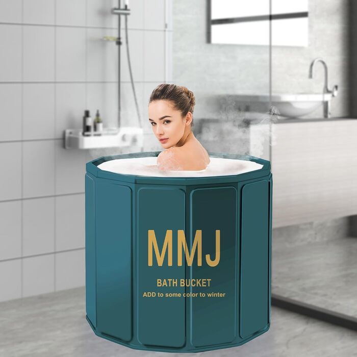 Портативна складана ванна для дорослих STARBRIIANT (80x66 см) — крижана ванна для відновлення, SPA та спортсменів, зелена, розмір L