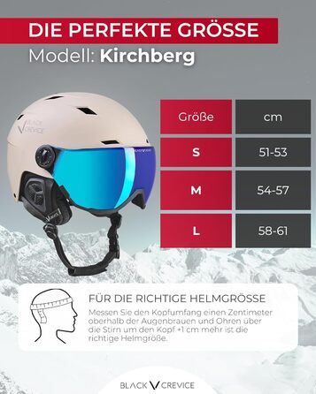 Чорний гірськолижний шолом BLACK CREVICE Kirchberg з візором та вентиляційними отворами - дихаючий шолом для чоловіків та жінок, колір simply taupe 2, розмір L (58-61 см)