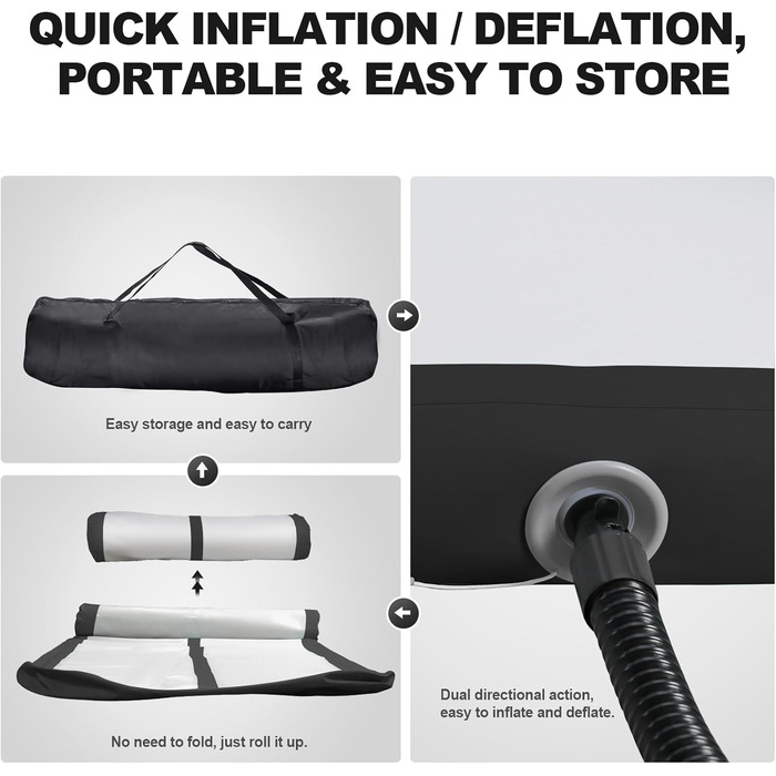 Airtrack FBSPORT 500x200x20 см: килимок для гімнастики, акробатики, йоги з насосом та сумкою