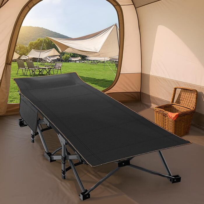Складні туристичні ліжка ABORON для дорослих, 1200D, двошарові, портативні, міцні, для дому, офісу, кемпінгу, відпочинку. Розмір: 198x81x46 см. Без матрацу.