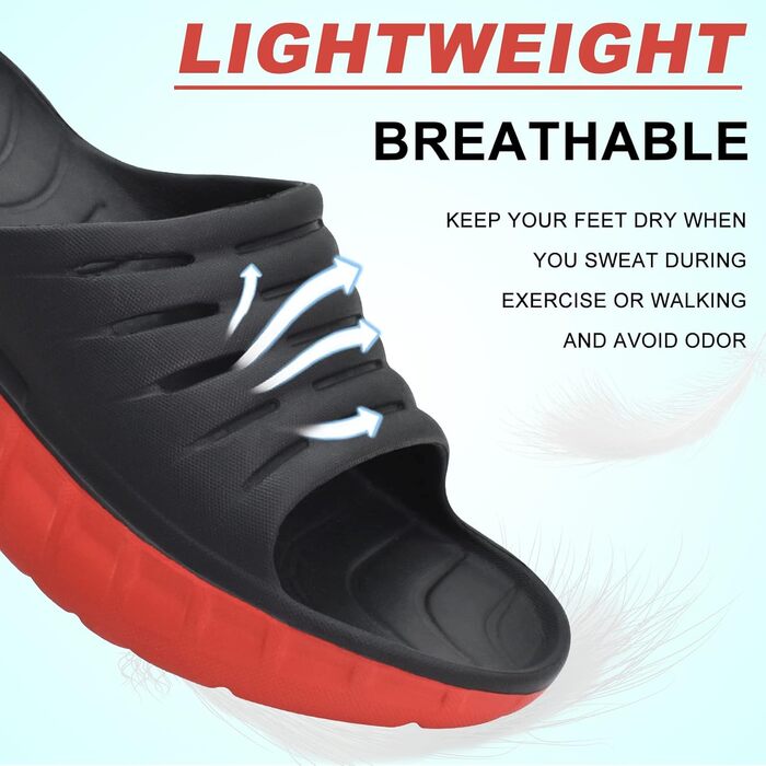 Чоловічі сандалі KuaiLu ортопедичні для підтримки склепіння стопи, червоно-чорні, 40 EU - літні пляжні шльопанці