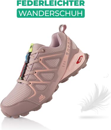 Трекінгові черевики для жінок та чоловіків: дихаючі, для трекінгу та трейлу, зелені (36 EU, рожевий, сірий)