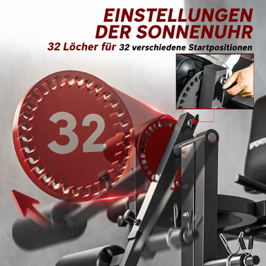 Регульований випрямитель ніг з 32 положеннями, регульованою спинкою та підтримкою стегон, сталевий, сірий/чорний