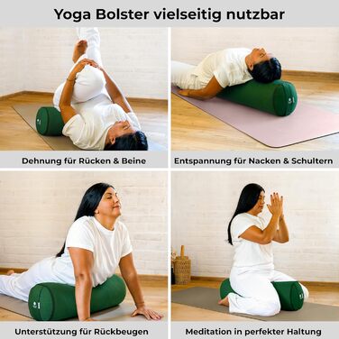 Йога-болстер Inner Peace: довге подування для йоги з органічної дінкової вати | Зроблено в Німеччині