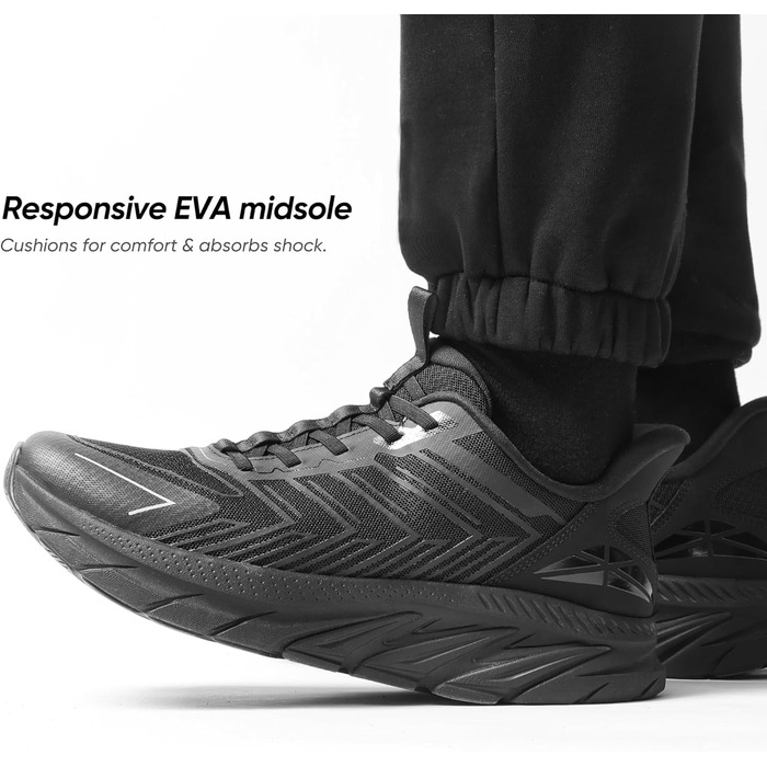 Чоловічі кросівки для бігу ALLSWIFIT: зручні, дихаючі та з неслизькою підошвою. Стильні спортивні кросівки для фітнесу, бігу та занять спортом. Білий колір (44.5 EU, Alles Schwarz)