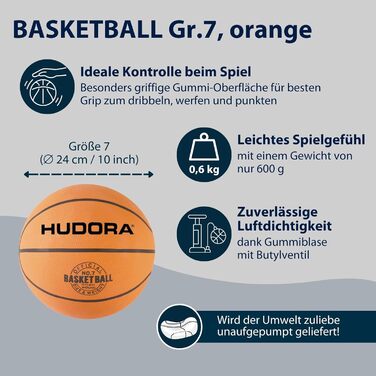 Баскетбольний стенд HUDORA Competition Pro, регульований, з кільцем та м’ячем, мобільний, для дітей, підлітків і дорослих, для вулиці