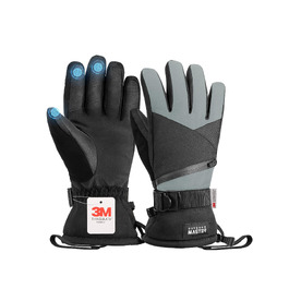 Зимові гірськолижні рукавички OutdoorMaster з ізоляцією 3M Thinsulate, терморукавички для чоловіків та жінок, чорно-сірі, розмір S