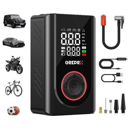 Електричний компресор GREPRO для авто, мото, велосипеда та м'ячів, 150 PSI, акумулятор 5000mAh, LED-ліхтар, цифровий манометр