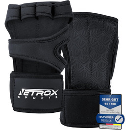 Спортивні рукавички NetroxSports для тренувань з підтримкою зап'ястя - фітнес, бодібілдинг, силові тренування, чорний колір, розмір L