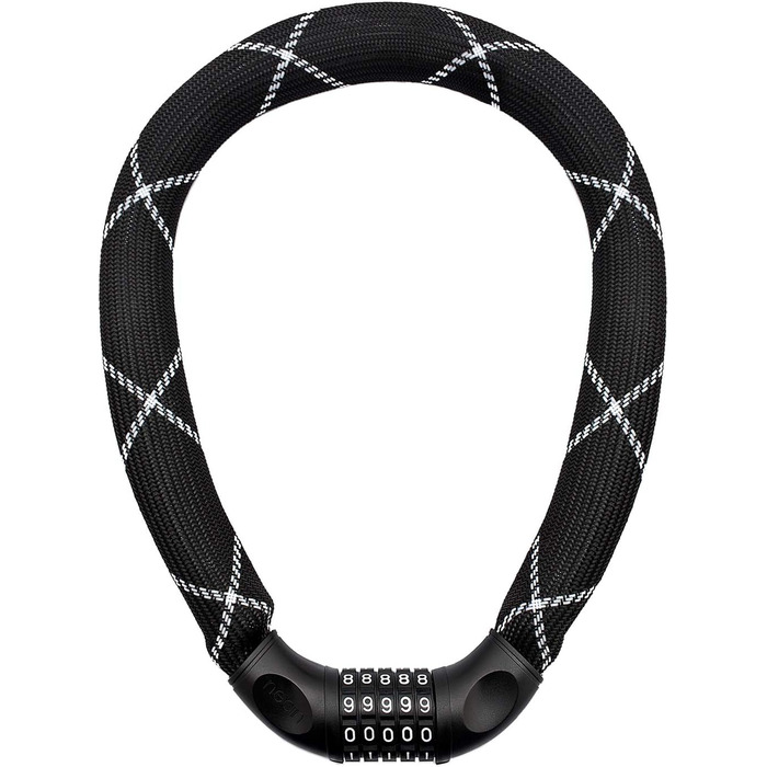 Замок для велосипеда Nean з кодовим замком, висока безпека, міцна тканинна обгортка, 6 x 6 x 900 мм, чорний