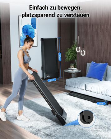 Бігова доріжка DeerRun Walking Pad з ухилом 6%, для дому та офісу, з додатком, LED-дисплеєм, пультом ДУ, до 136 кг, матово-чорна