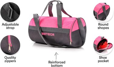 Дитяча спортивна сумка meteor 25L кругла, для спортзалу, плавання, подорожей, тренувань, рожева/сіра