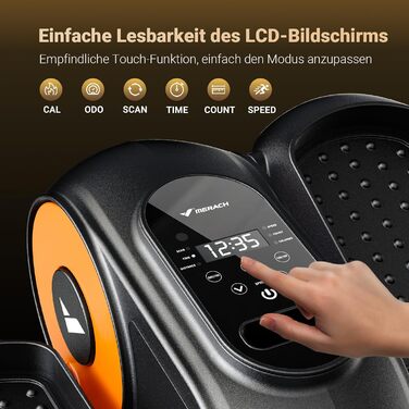 Міні еліптичний тренажер MERACH для дому, електричний крос-тренажер під стіл з пульт дистанційного керування, дисплеєм, 12 швидкостей, петлі для ніг, тихий та портативний, для людей похилого віку та дорослих (E37-Schwarz)